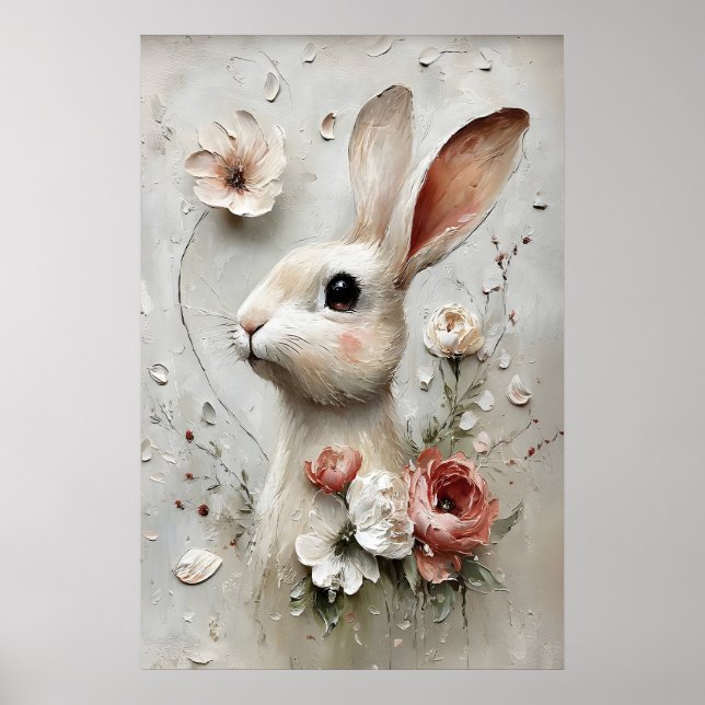 Påskblomma Kanin Tryck, Vårkanin Poster (Framsidan)
