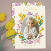 Påskblommig fotohögtidskort