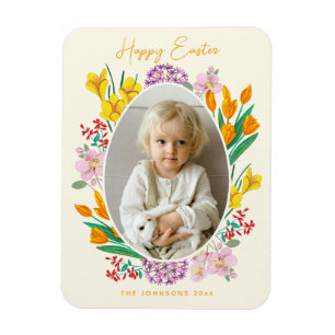 Påskblommig fotohögtidskort magnet
