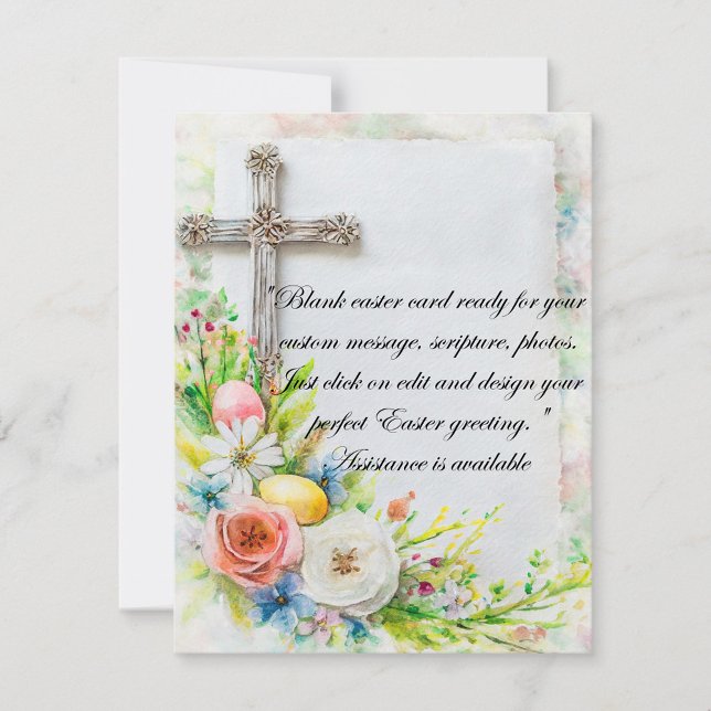 Påskblommor, ägg och kors blank papper julkort (Skapare uppladdad)