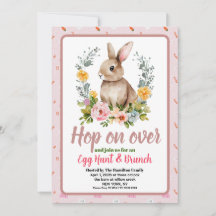 Påskbrunch & äggsökning Floral akvarell kanin