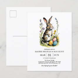 Påskbrunch & äggsökning | Wildflower Bunny Inbjudan Vykort