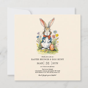 Påskbrunch & äggsökning Wildflower Bunny Inbjudningar