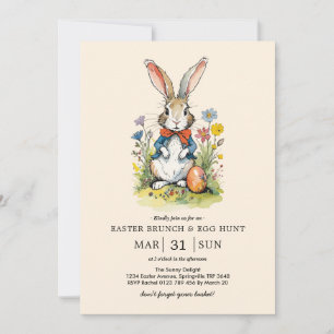 Påskbrunch & Äggsökning Wildflower Bunny Inbjudningar