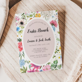 Påskbrunch Färgglad Blommig Inbjudan