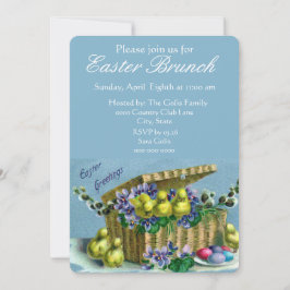 Påskbrunch för familjen med vintagekorg inbjudningar