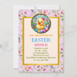 PÅSKBRUNCH, Kyckling, Blommor och Färgglada Ägg I Inbjudningar
