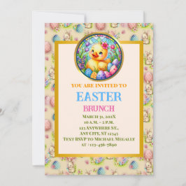 PÅSKBRUNCH, Kyckling, Blommor och Färggranna Ägg Inbjudningar