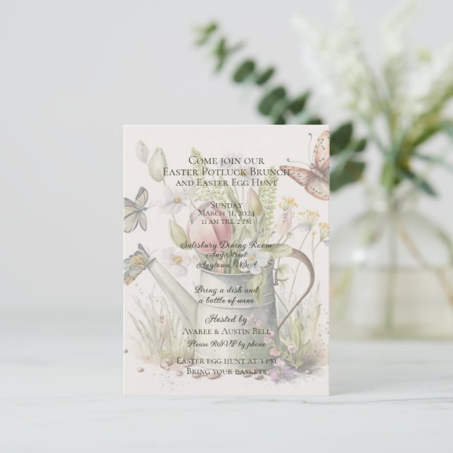 Påskbrunch med potluck Påskäggsjakt Inbjudan (Stående Fram)