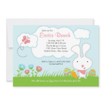 Påskbrunch Party Inbjudan för Påskäggsjakt Kanin