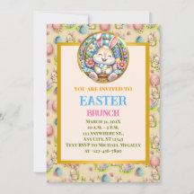 PÅSKBRUNCH, Söt kanin, Ägg och Blommor