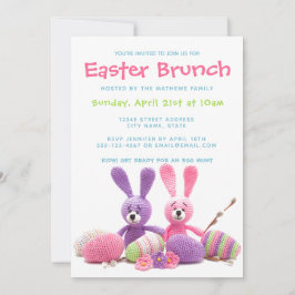 Påskbrunch Utstyrt Kaniner Blommor Ägg | Hantverk Inbjudningar