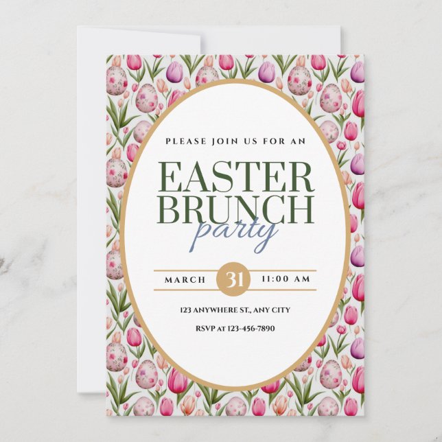 Påskbrunchfest Blommor och Ägg Meddelande (Framsida)