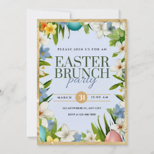 Påskbrunchfest vattenfärg Blommor Meddelande