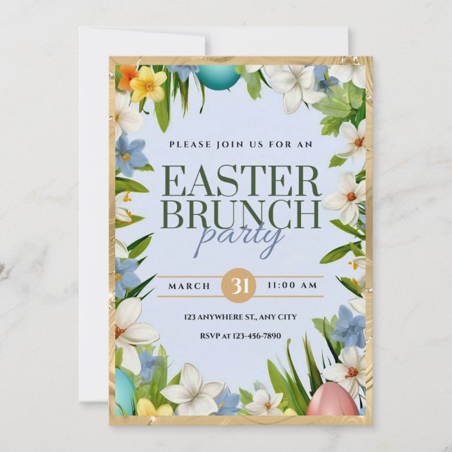 Påskbrunchfest vattenfärg Blommor Meddelande (Framsida)