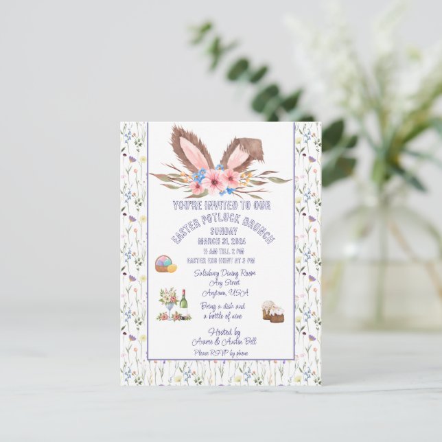 Påskbrunchinbjudan med gemensam måltid helg vykort (Stående Fram)