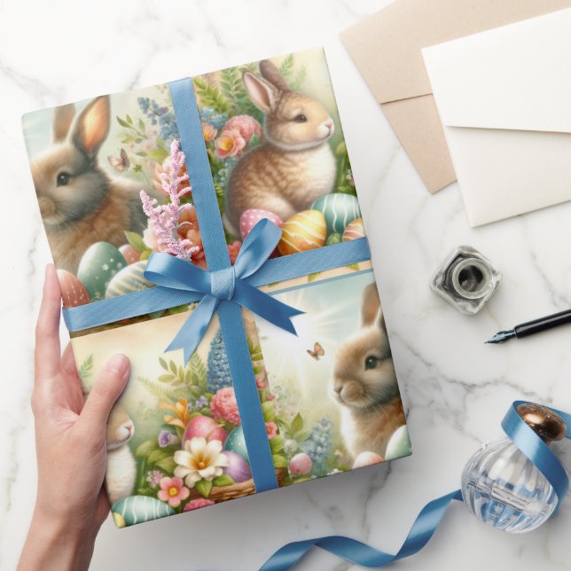 Påskcollage Kanin Lindpapper Presentpapper (Gifting)