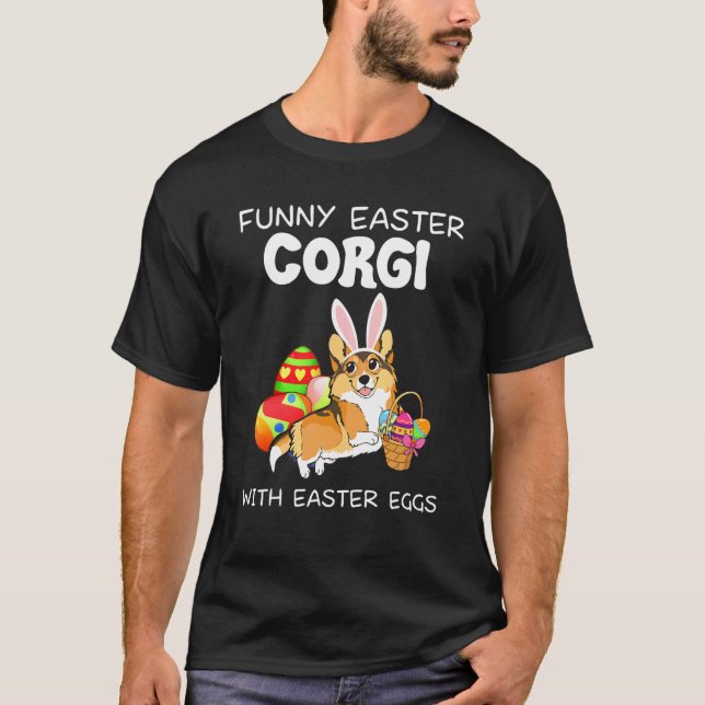 Påskcorgi med påskägg t shirt (Framsida)
