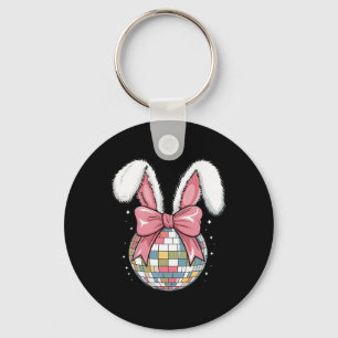 Påskdag Disco Byll Kaninöron Rosa Bow Retro Wo Nyckelring