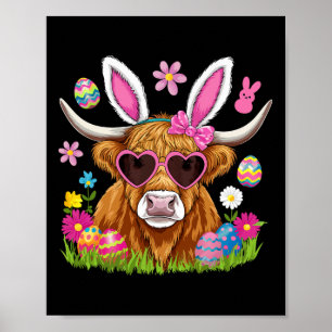 Påskdag Ko Söt påskharen Bonde Kvinnor Barn Poster