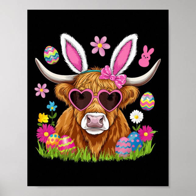 Påskdag Ko Söt påskharen Bonde Kvinnor Barn Poster (Framsidan)