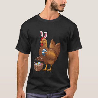 Påskdag Kyckling som bär kaninöron Roliga ägg Lång T Shirt