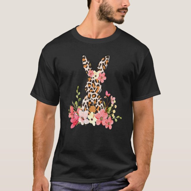 Påskdag Leopard Kanin Grafisk Tee Kvinnor Flickor  (Framsida)