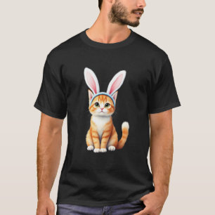 Påskdag Orange Tabby Katt Kaninöron Kanin Katt T Shirt