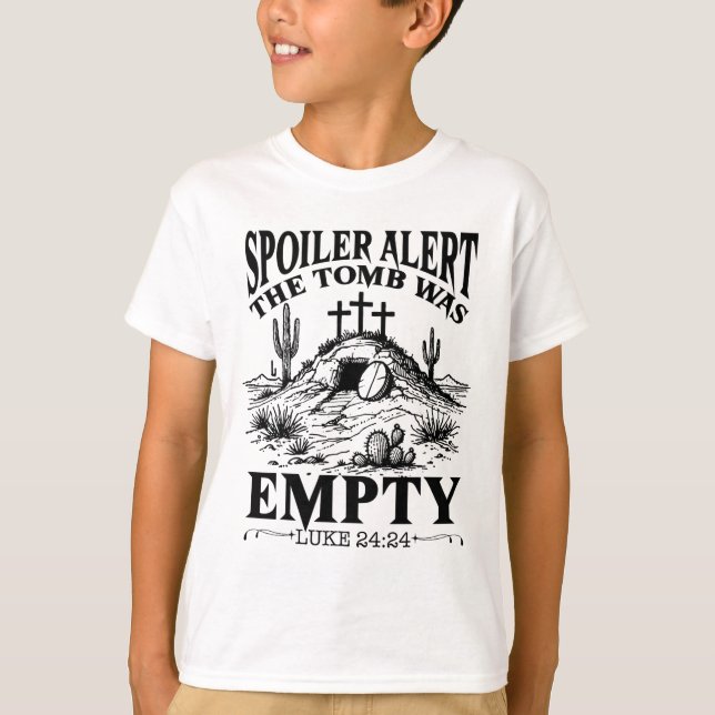 Påskdag Religiös kristen Spoiler Alert Grav  T Shirt (Framsida)