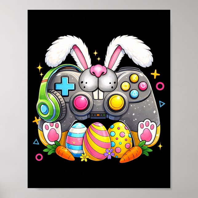 Påskdag rolig videospel ägg pojke flicka barn spel poster (Framsidan)
