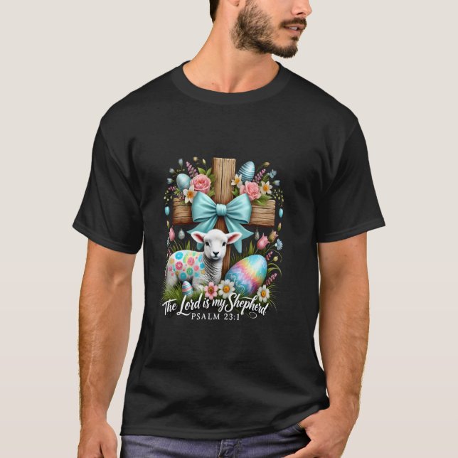 Påskdagen Herren är min herde Påsk Kristna T Shirt (Framsida)