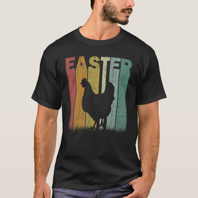 Påskdagskyckling Retro-grafik Rollig påskkostym T Shirt (Framsida)