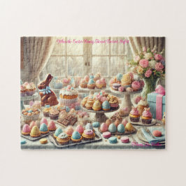 Påskdessertbord, vårens godsaker kaninparty pussel