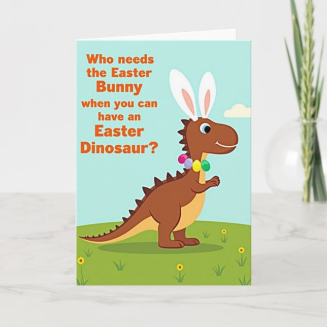 Påskdinosaur Rolig Tids-kort Kort (Framsida)