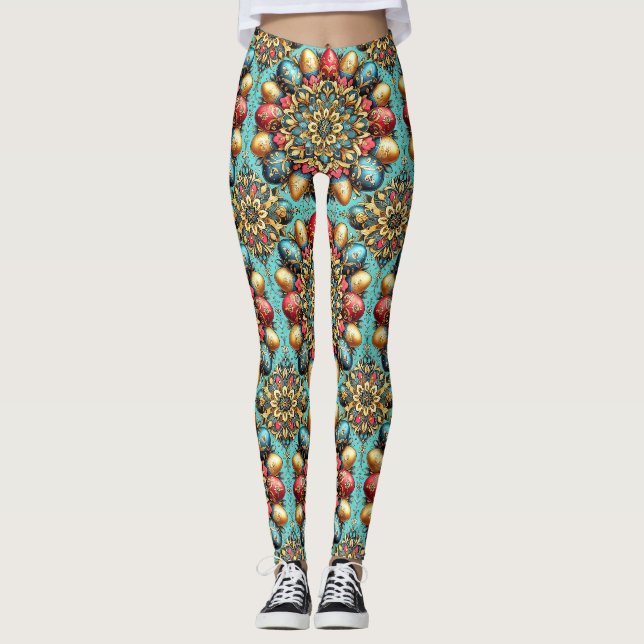 PÅSKEÄGG ~ Flerfärgade 3D ~  Leggings (Framsida)