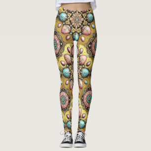 PÅSKEÄGG ~ Guld Blå Rosa 3D~ Leggings