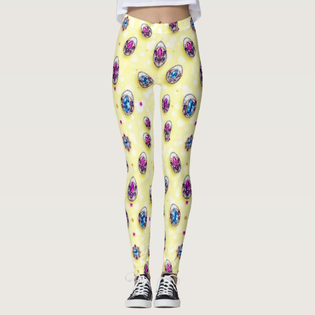 PÅSKEÄGG ~ Guld Rubin Safir 3D ~  Leggings (Framsida)