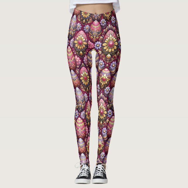 PÅSKEÄGG ~ Hallon Lavendel 3D ~  Leggings (Framsida)