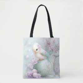 PÅSKEÄGG OCH BLOMMOR I PASTELL ROSA OCH GRÖN TYGKASSE