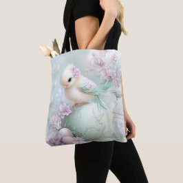 PÅSKEÄGG OCH BLOMMOR I PASTELL ROSA OCH GRÖN TYGKASSE