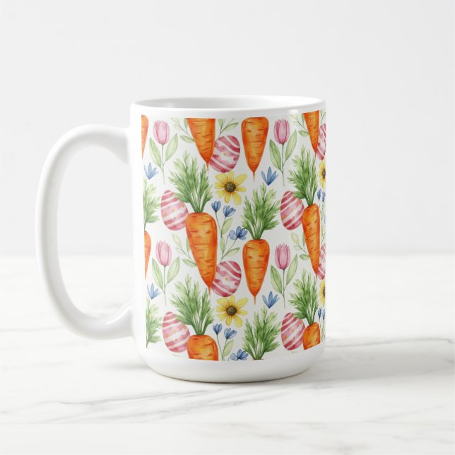 PÅSKEÄGG ORANGE MORÖTTER GULA BLOMMOR KAFFEMUGG (Vänster)