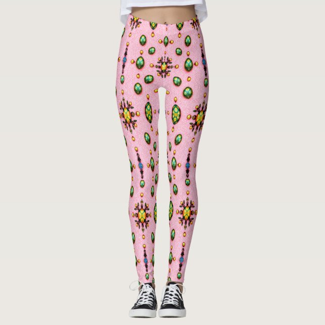 PÅSKEÄGG ~ Rosa Grön 3D ~ Leggings (Framsida)