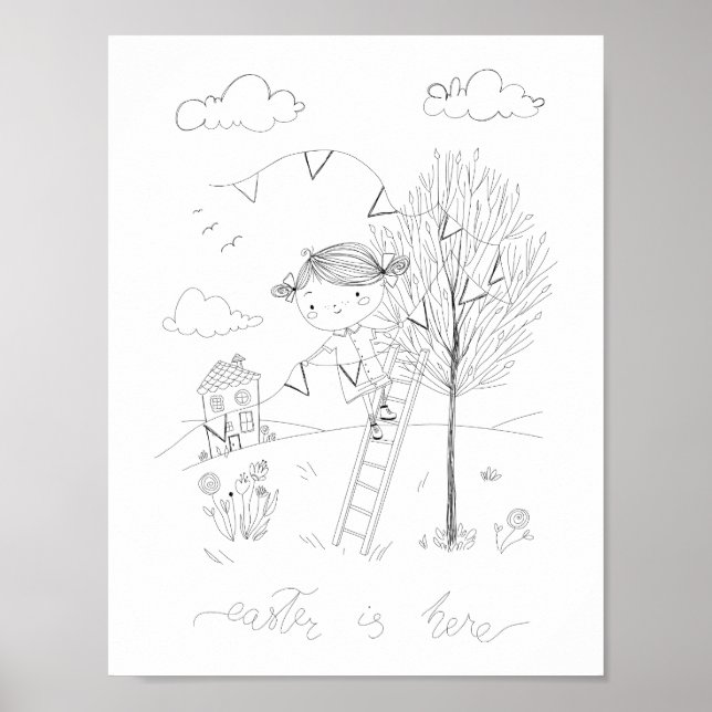 Påsken är här Bläckteckning Poster (Framsidan)