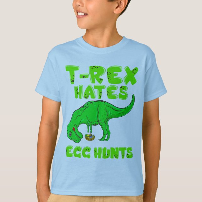 Påsken T-Rex hatar gåvan för stufferen för T Shirt (Framsida)