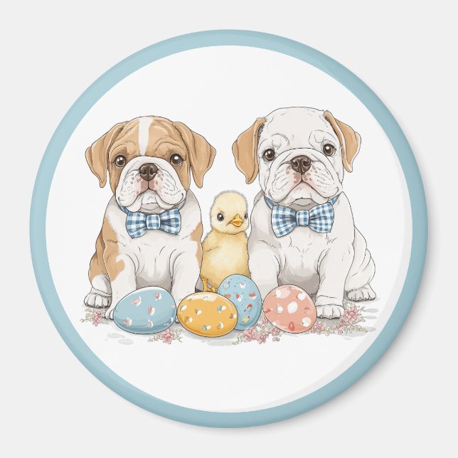 Påskengelska bulldoggar magnet (Framsidan)