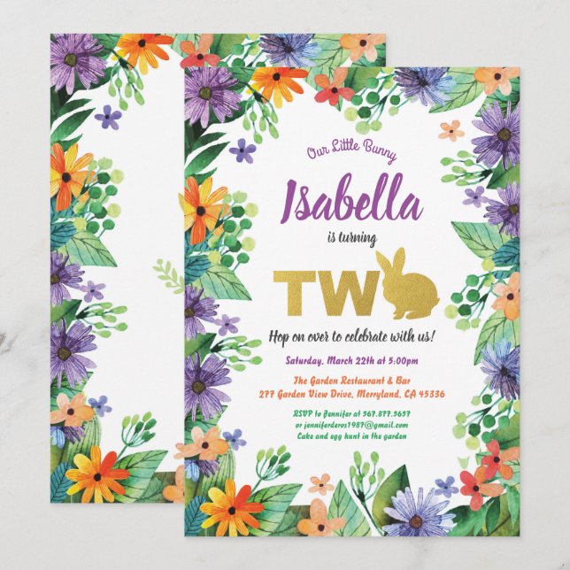 Påskens andra födelsedagsbjudande inbjudningar (Fram/baksida)