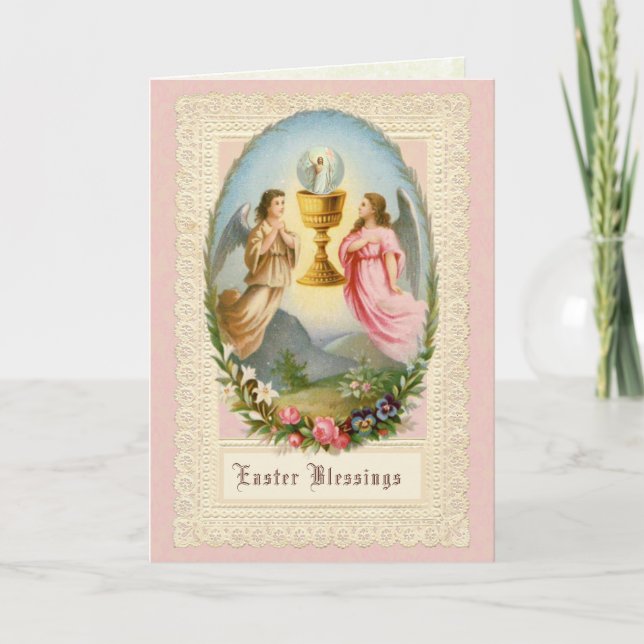 Påskens uppståndelse Änglar Jesus Katolsk Helgkort (Framsida)
