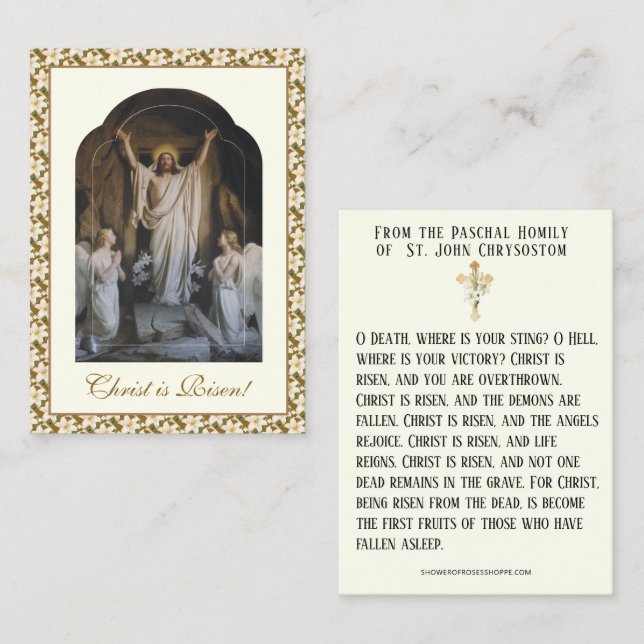 Påskens uppståndelse av Kristus Paschal bön Visitkort (Fram/baksida)