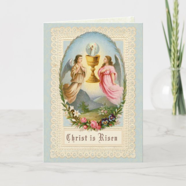 Påskens uppståndelseänglar Jesus katolska Helgkort (Framsida)