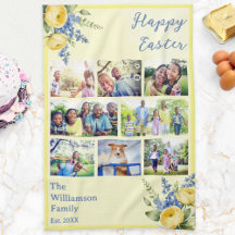 Påskfamiljefotocollage Vårblommor Gula
